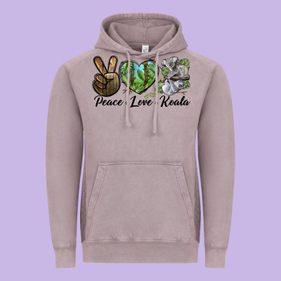 Peace Love Koala Vintage Hoodie Designed By Lillyallendesigns