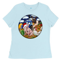 Baby Blue Farm And Pig Ladies Tee - FaDigitalArtStudio