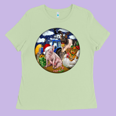 Farm And Pig Ladies Tee Designed By Fadigitalartstudio