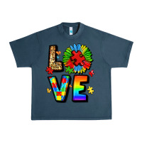 Midnight Navy autism love Urban Heavy Tee - LillyAllenDesigns