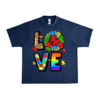 Navy autism love Urban Heavy Tee - LillyAllenDesigns