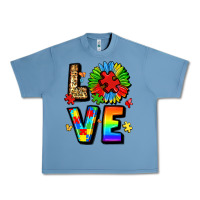 Pebble Blue autism love Urban Heavy Tee - LillyAllenDesigns