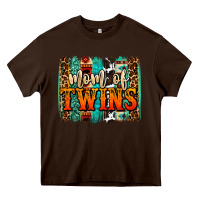 Chocolate Brown mom of twins western brushstroke Heavy Core Tee - OliviaCreatesArt
