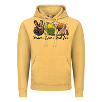 Vintage Mustard Peace Love Red Fox Vintage Hoodie - LillyAllenDesigns