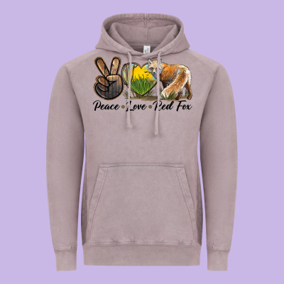 Peace Love Red Fox Vintage Hoodie Designed By Lillyallendesigns