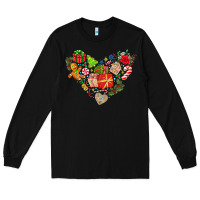 Black merry Christmas heart Long Sleeve Tee - CowhideDigitalArt
