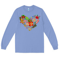 Colony Blue merry Christmas heart Long Sleeve Tee - CowhideDigitalArt