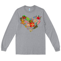 Heather Grey merry Christmas heart Long Sleeve Tee - CowhideDigitalArt