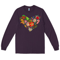 Plum merry Christmas heart Long Sleeve Tee - CowhideDigitalArt