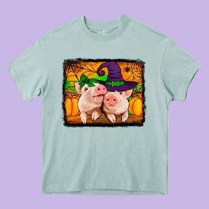 Halloween Pigs Heavy Core Tee Designed By Jasminsmagicworld