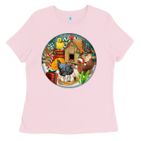 Bubblegum Pink Christmas coop ornament Ladies Tee - FaDigitalArtStudio