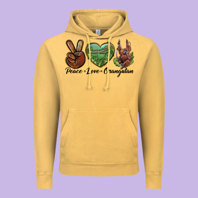 Peace Love Orangutan Vintage Hoodie Designed By Lillyallendesigns