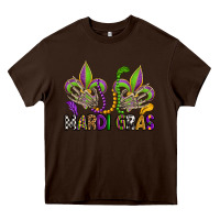 Chocolate Brown mardi gras skeleton hands  fleur de lis Heavy Core Tee - OliviaCreatesArt