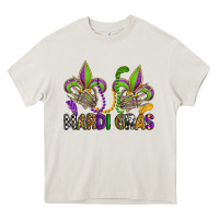 Cream mardi gras skeleton hands  fleur de lis Heavy Core Tee - OliviaCreatesArt