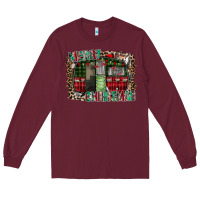 Burgundy merry christmas caravan Long Sleeve Tee - CowhideDigitalArt