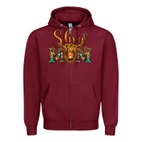 Burgundy show mom long haired cow Zipper Hoodie - Jasminsmagicworld