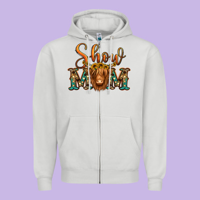 Show Mom Long Haired Cow Zipper Hoodie Designed By Jasminsmagicworld