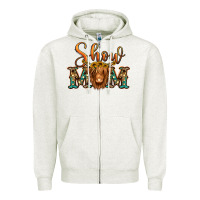 Oatmeal Heather show mom long haired cow Zipper Hoodie - Jasminsmagicworld