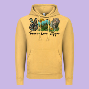 Peace Love Hippo Vintage Hoodie Designed By Lillyallendesigns