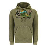 Vintage Olive Peace Love Hippo Vintage Hoodie - LillyAllenDesigns