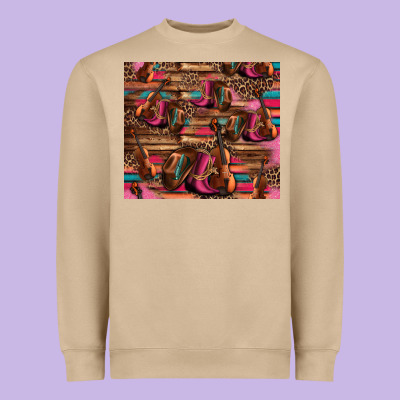 Valentines Day Violin And Cowboy Boots Country Music Heavyweight Sweatshirt Designed By Jasminsmagicworld