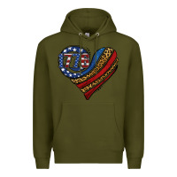 Army Green american western leopard flag heart Premium Hoodie - Jasminsmagicworld