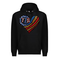 Black american western leopard flag heart Premium Hoodie - Jasminsmagicworld