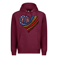 Burgundy american western leopard flag heart Premium Hoodie - Jasminsmagicworld