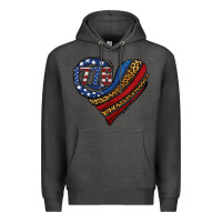 Charcoal Heather american western leopard flag heart Premium Hoodie - Jasminsmagicworld