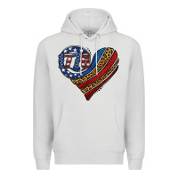 Dove Grey american western leopard flag heart Premium Hoodie - Jasminsmagicworld