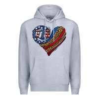 Heather Grey american western leopard flag heart Premium Hoodie - Jasminsmagicworld