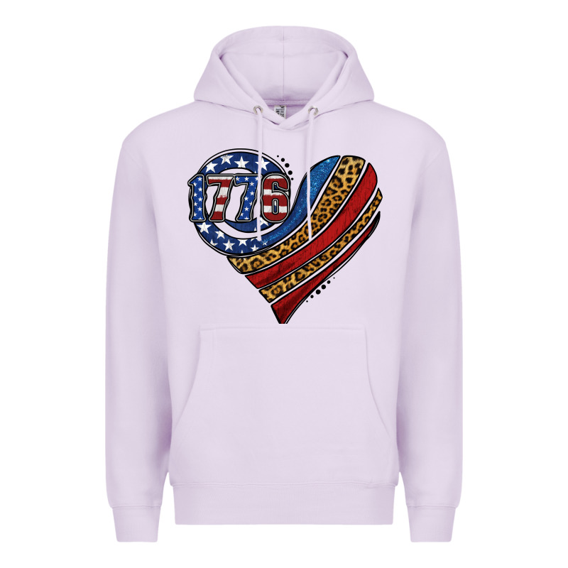 American Western Leopard Flag Heart Premium Hoodie by Jasminsmagicworld | Teevron