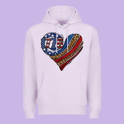American Western Leopard Flag Heart Premium Hoodie Designed By Jasminsmagicworld