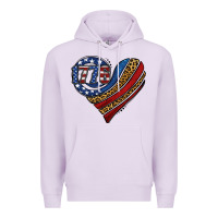Lilac american western leopard flag heart Premium Hoodie - Jasminsmagicworld