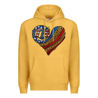 Mustard american western leopard flag heart Premium Hoodie - Jasminsmagicworld