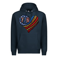Navy american western leopard flag heart Premium Hoodie - Jasminsmagicworld