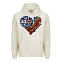 Oatmeal Heather american western leopard flag heart Premium Hoodie - Jasminsmagicworld