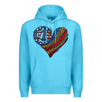 Ocean Blue american western leopard flag heart Premium Hoodie - Jasminsmagicworld