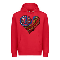 Red american western leopard flag heart Premium Hoodie - Jasminsmagicworld