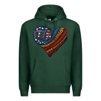Sports Green american western leopard flag heart Premium Hoodie - Jasminsmagicworld