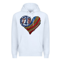 White american western leopard flag heart Premium Hoodie - Jasminsmagicworld