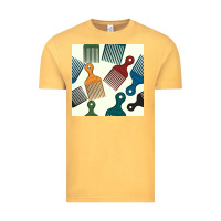 Vintage Mustard afro combs seamless patterns Vintage Tee - BundleAndBundleShop