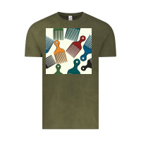 Vintage Olive afro combs seamless patterns Vintage Tee - BundleAndBundleShop