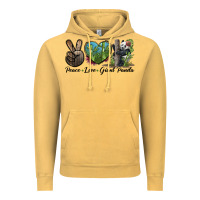 Vintage Mustard Peace Love Giant Panda Vintage Hoodie - LillyAllenDesigns