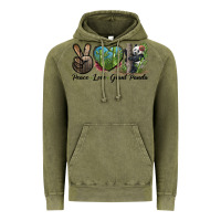 Vintage Olive Peace Love Giant Panda Vintage Hoodie - LillyAllenDesigns