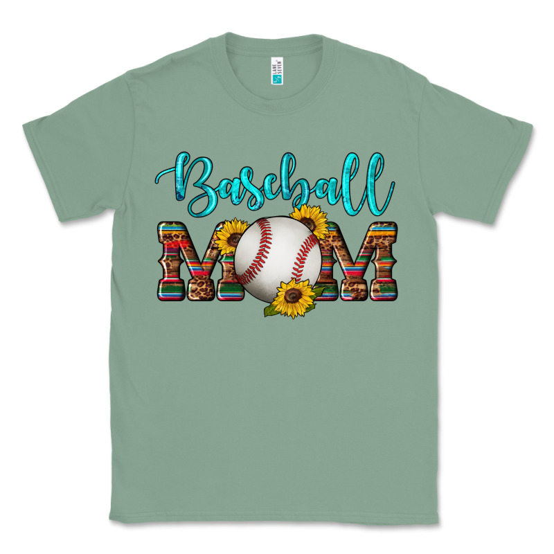 Western Leopard Serape Wooden Sunflowers  Turquoise Glitter Mom Baseba Classic Tee by Artiststas | Teevron