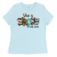 Baby Blue She Is Strong Proverbs 31 25 Ladies Tee - FaDigitalArtStudio