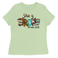 Matcha She Is Strong Proverbs 31 25 Ladies Tee - FaDigitalArtStudio