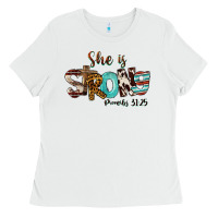 White She Is Strong Proverbs 31 25 Ladies Tee - FaDigitalArtStudio