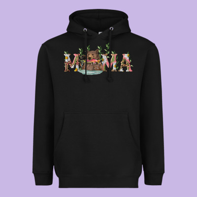 Mama With Bear And Daisy Heavyweight Hoodie Designed By Ranaportraitstore